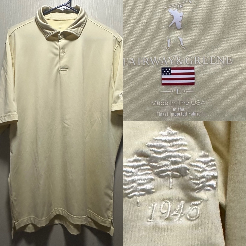 ✨Fairway & Greene Men’s Polo L Yellow Golf 1945 Made in USA
